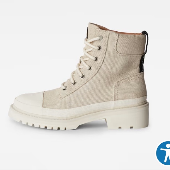 G-Star Women’s Aefon Lace Up Combat Boots Beige Ecru - Picture 2 of 11